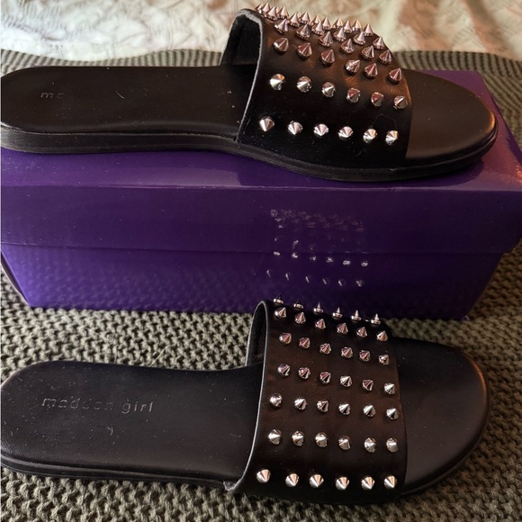 Madden Girl Black and Silver Studded Sandals - Picture 4 of 4
